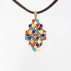 Pendant 40cm - Xochitl Rhombus S-Chocolate Suedine - Pendant 40cm - Laiton bronze